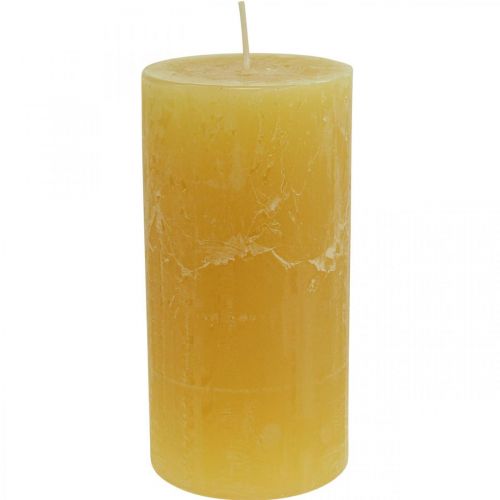 Itens Velas pilares Velas rústicas de cor sólida amarelas 70/140mm 4 unidades