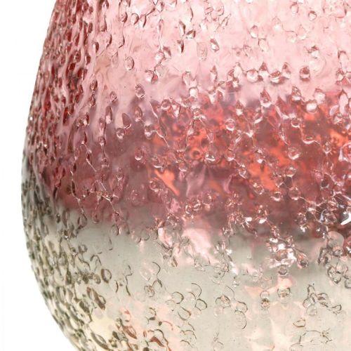 Floristik24 Lanterna de vidro, suporte de tealight, decoração de mesa, vidro de vela rosa / prata Ø15cm Alt.15cm