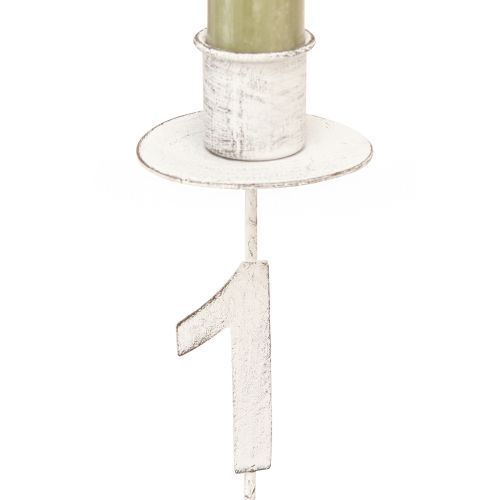Itens Castiçal Advento com espinho e números branco Alt.11cm 4 unidades