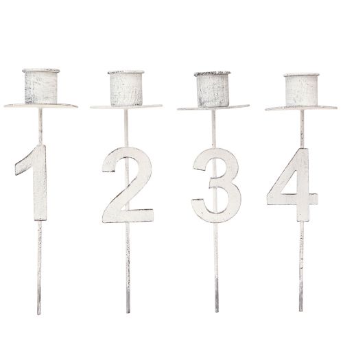 Itens Castiçal Advento com espinho e números branco Alt.11cm 4 unidades