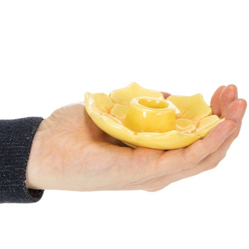 Itens Castiçais de cerâmica em formato de flor para velas cônicas, 11 cm, 2 peças.