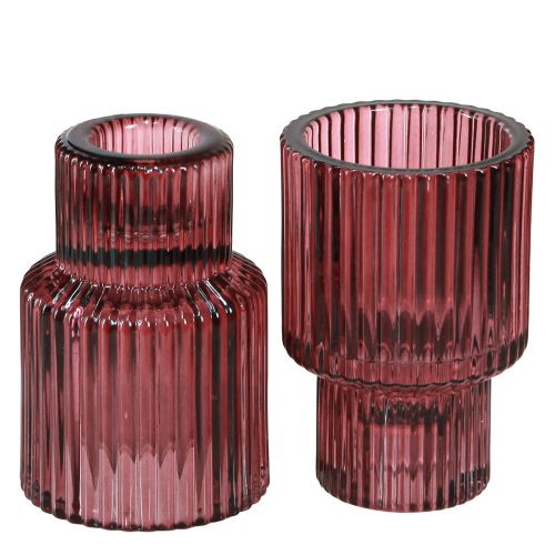 Itens Castiçal em bastão de vidro em Berry Alt.8cm 4 unid.