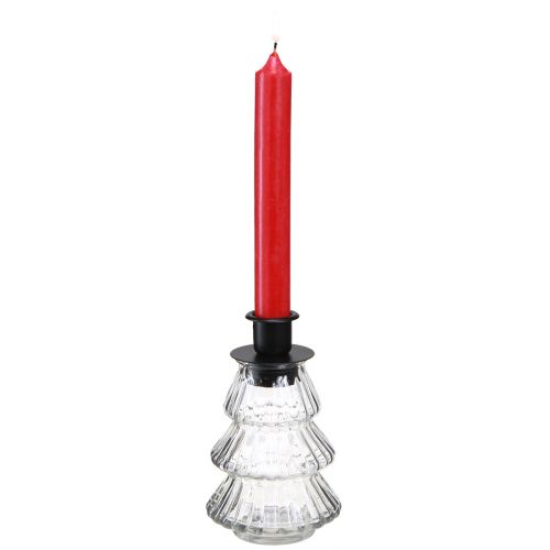Itens Castiçal de vidro para velas em bastão, árvore de Natal 13,5 cm 2 unidades