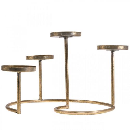Floristik24 Castiçal Suporte de luz de chá dourado Vintage 4 chamas Ø28cm