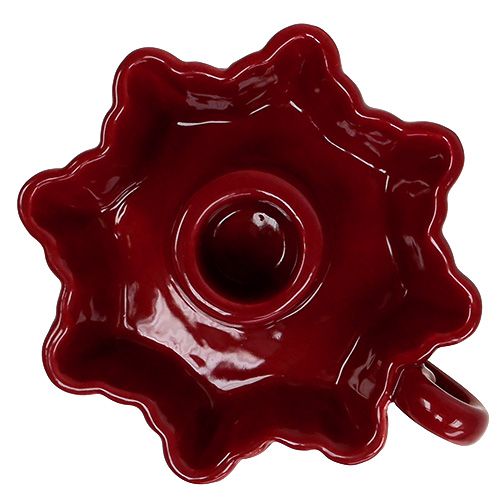Floristik24 Suporte de vela de cerâmica vermelha Ø12cm 2pcs