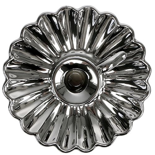 Floristik24 Castiçal Cerâmico Prata Ø16cm