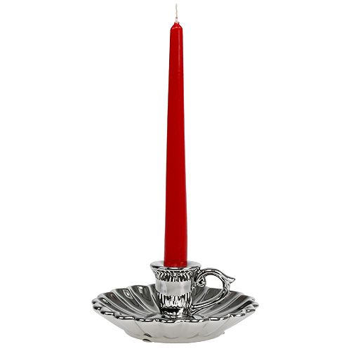 Floristik24 Castiçal Cerâmico Prata Ø16cm