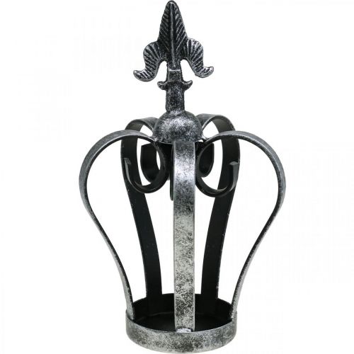 Coroa Deco metal prateado envelhecido Ø12cm A20cm