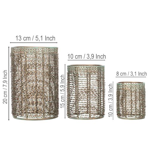 Castiçais de metal para velas pequenas, Ø8/10/13cm, conjunto de 3 | Floristik24.pt