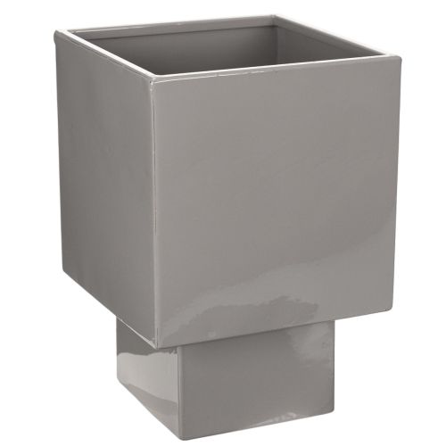 Vaso cúbico cinza com base para decoração moderna, 22 cm