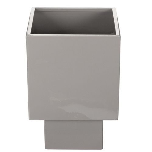 Vaso cúbico cinza com base