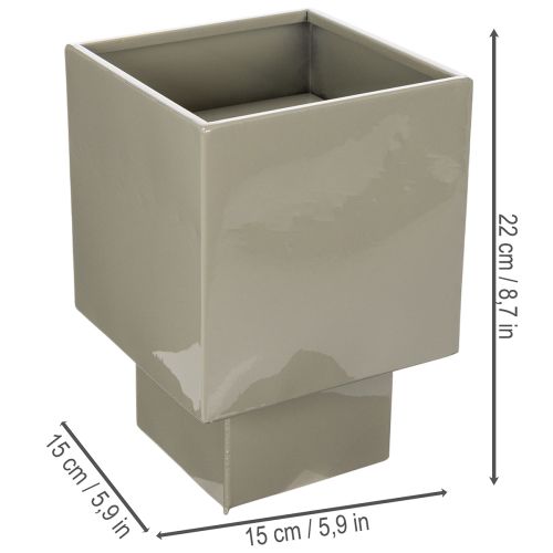 Vaso cúbico verde, 22 cm, com