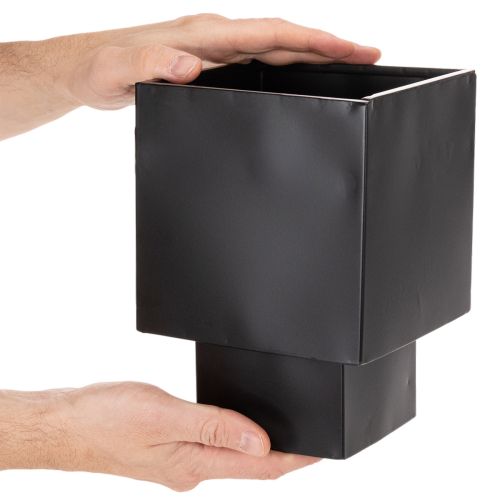 Vaso cúbico preto com base, moderno, 22 cm | Floristik24.pt