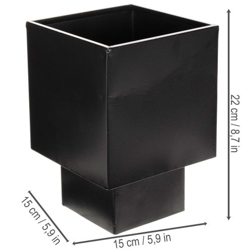 Vaso cúbico preto com base,