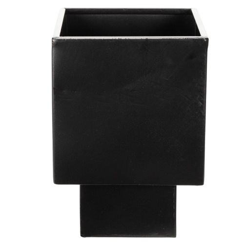 Vaso cúbico preto com base,