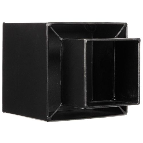 Vaso cúbico preto com base,