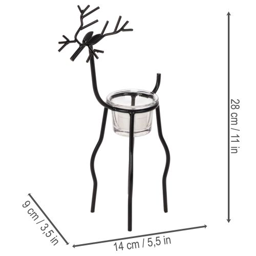 Castiçal em forma de rena com copo para vela pequena, 28 cm | Floristik24.pt