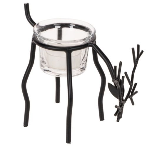 Castiçal em forma de rena com copo para vela pequena, 15 cm
