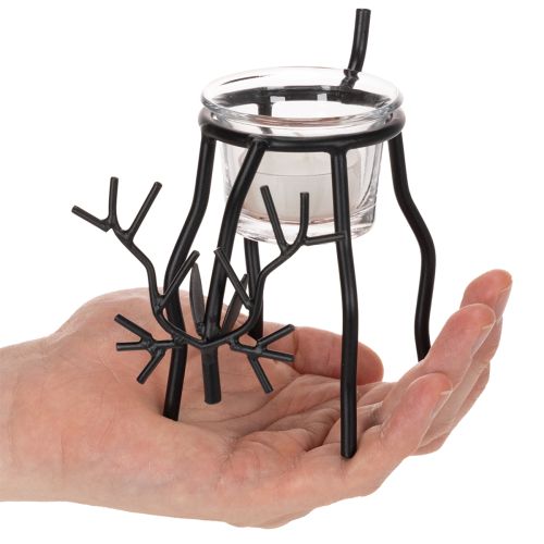Castiçal em forma de rena com copo para vela pequena, 15 cm | Floristik24.pt