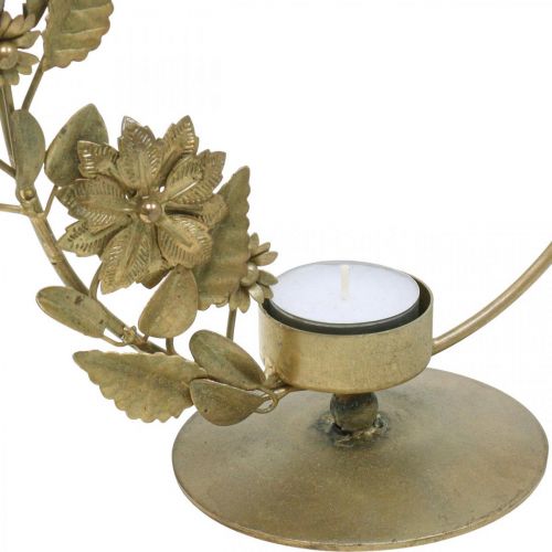 Itens Suporte para velas de chá, cones de flores com laço decorativo dourado H29,5cm
