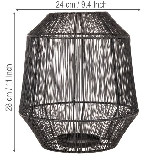 Castiçal preto, lanterna decorativa, cesto de arame, Ø24cm, A28cm | Floristik24.pt