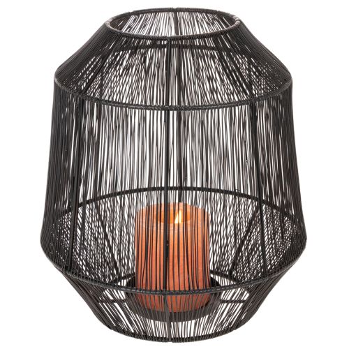 Castiçal preto, lanterna decorativa, cesto de arame, Ø24cm, A28cm | Floristik24.pt