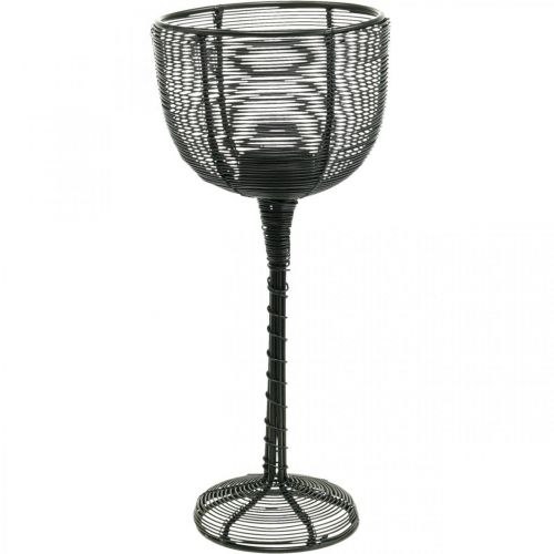 Floristik24 Suporte para velas copo de vinho decorativo em metal preto Ø10cm A26,5cm