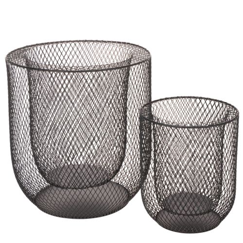 Castiçal de arame preto em forma de cesta, Ø28,5/18 cm, conjunto de 2 comprar | Floristik24.pt