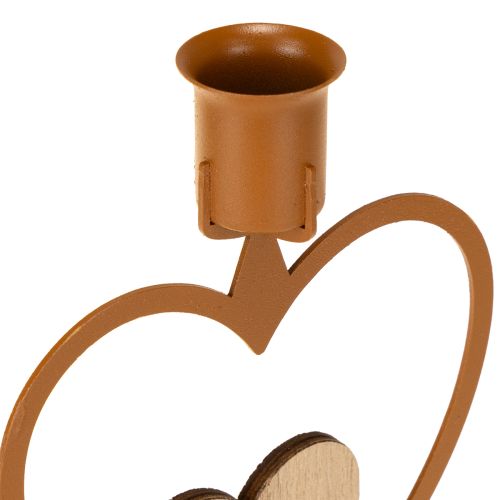 Itens Velas castiçal estrela coração abeto marrom H16.5cm sortidas 3 unidades