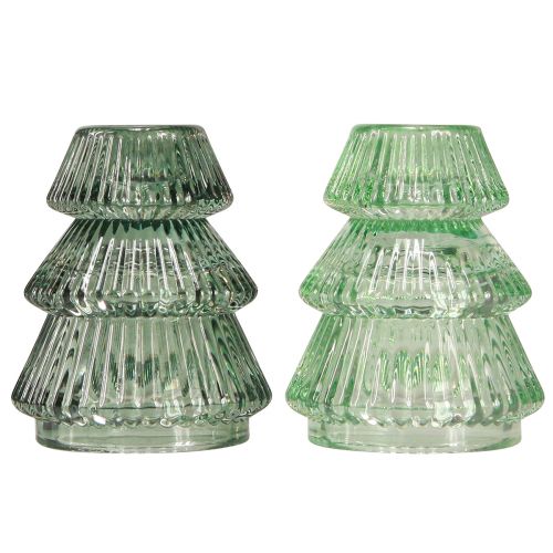 Itens Castiçal para árvore de Natal castiçal de vidro verde Ø6cm Alt.8cm 2 unidades
