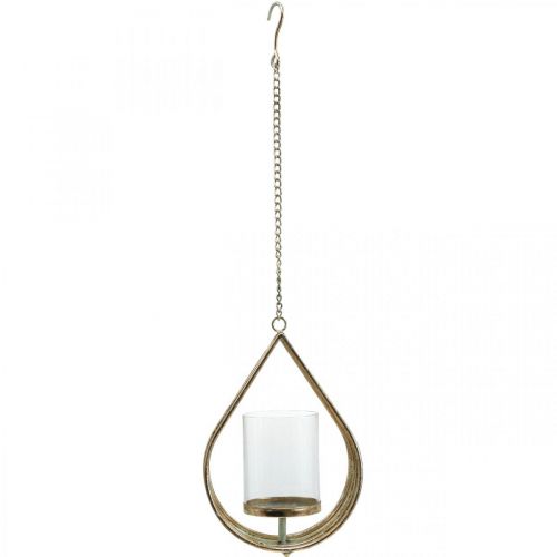 Itens Suporte de lanterna de suspensão de lanterna de metal ouro lágrima H22.5cm
