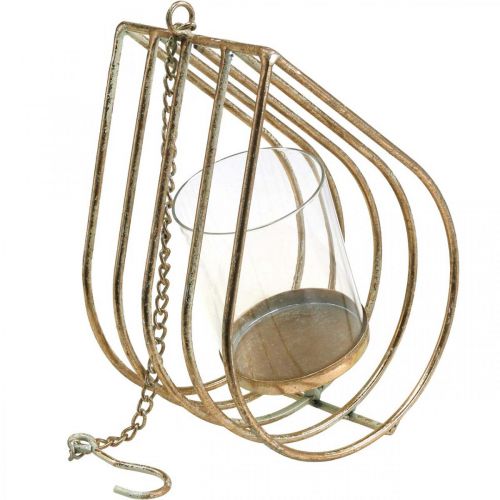 Itens Suporte de lanterna de suspensão de lanterna de metal ouro lágrima H22.5cm