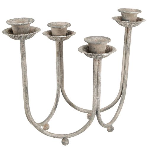 Floristik24 Castiçal para 4 velas cinza vintage 31×23cm Alt.25cm