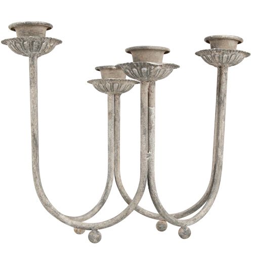 Itens Castiçal para 4 velas cinza vintage 31×23cm Alt.25cm
