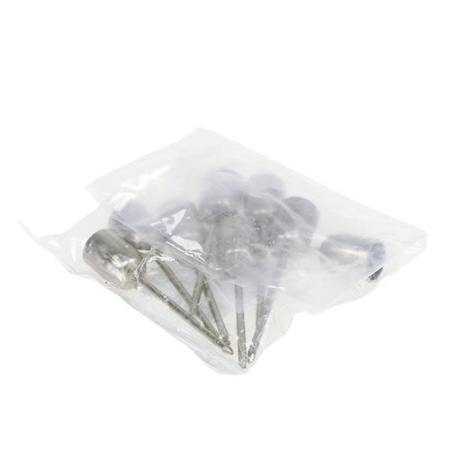 Floristik24 Suporte de vela para vela de árvore prata Ø1,2 cm A 7 cm 8 unidades