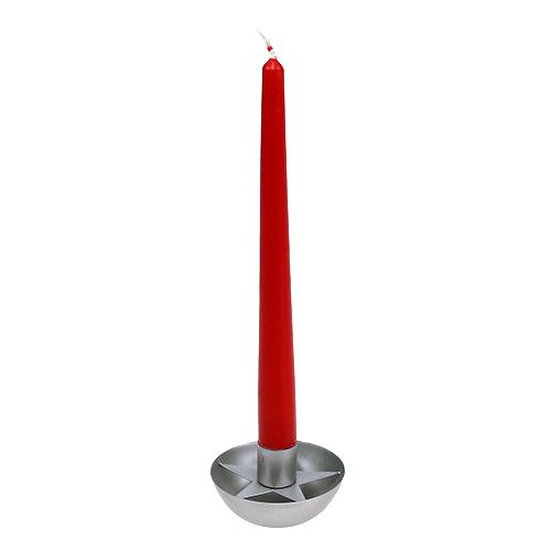 Floristik24 Castiçal para vela cônica prata Ø8cm H5cm