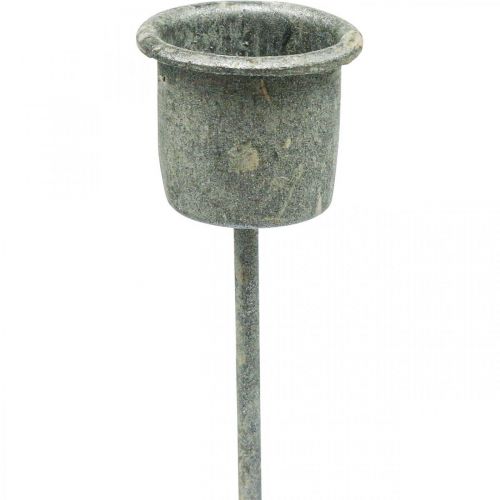 Floristik24 Castiçal plug-in Shabby Chic cinza Ø3cm Alt.8,5cm 8 unidades