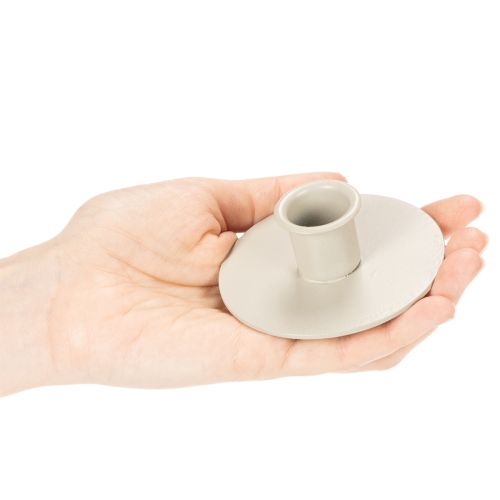 Castiçal de metal bege fosco, pequeno para velas cônicas, 8 cm, conjunto de 3 peças | Floristik24.pt