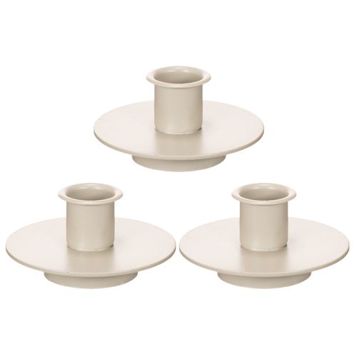 Castiçal de metal bege fosco, pequeno para velas cônicas, 8 cm, conjunto de 3 peças | Floristik24.pt