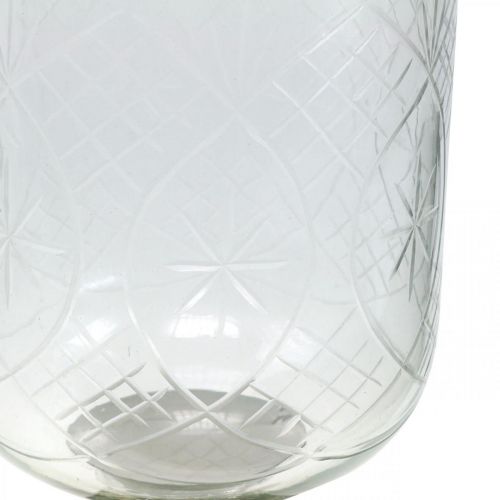 Floristik24 Lanterna de vidro com base efeito antigo prateado Ø17cm A31,5cm