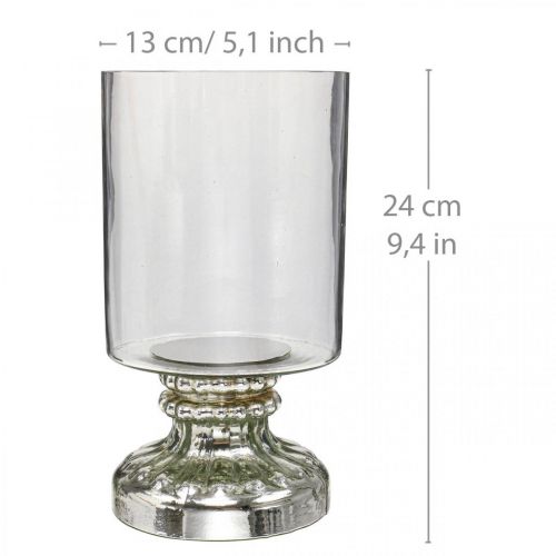 Floristik24 Lanterna vidro vela vidro antigo prata Ø13cm H24cm