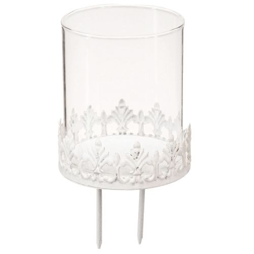 Floristik24 Castiçal com espinho porta-vela branco Alt.8cm 4 unidades