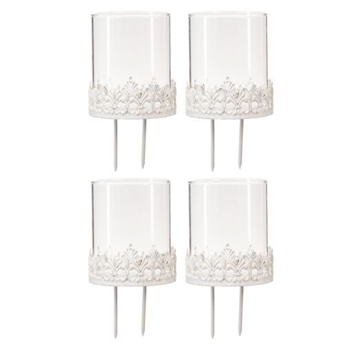 Floristik24 Castiçal com espinho porta-vela branco Alt.8cm 4 unidades