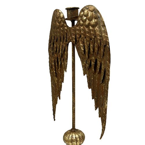 Floristik24 Castiçal com asas de anjo ouro Alt.42cm