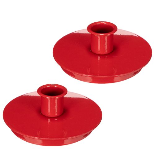 Castiçais compactos de metal vermelho para velas cônicas de 10 cm, 2 peças. | Floristik24.pt