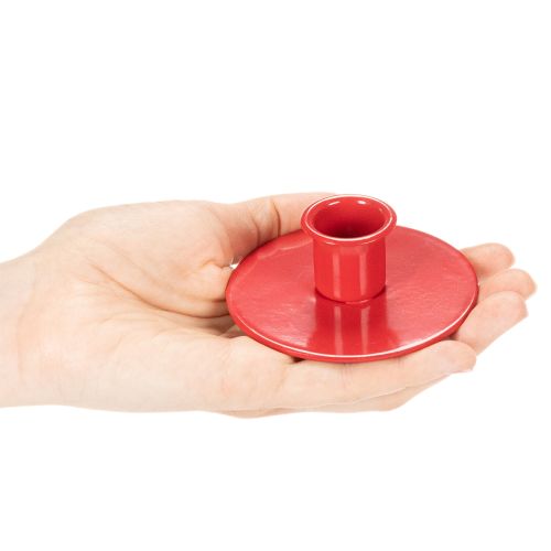 Castiçais pequenos vermelhos para velas cônicas de 8 cm, conjunto com 3 peças. | Floristik24.pt