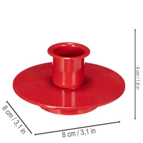 Castiçais pequenos vermelhos para velas cônicas de 8 cm, conjunto com 3 peças. | Floristik24.pt