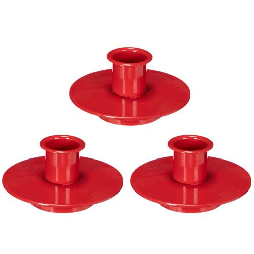 Castiçais pequenos vermelhos para velas cônicas de 8 cm, conjunto com 3 peças. | Floristik24.pt