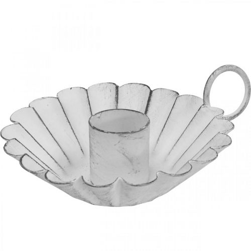 Floristik24 Castiçal Shabby Chic Branco Metal Deco Ø9,5cm A3cm