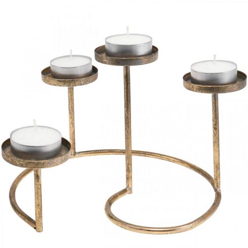 Floristik24 Castiçal Suporte de luz de chá dourado Vintage 4 chamas Ø28cm